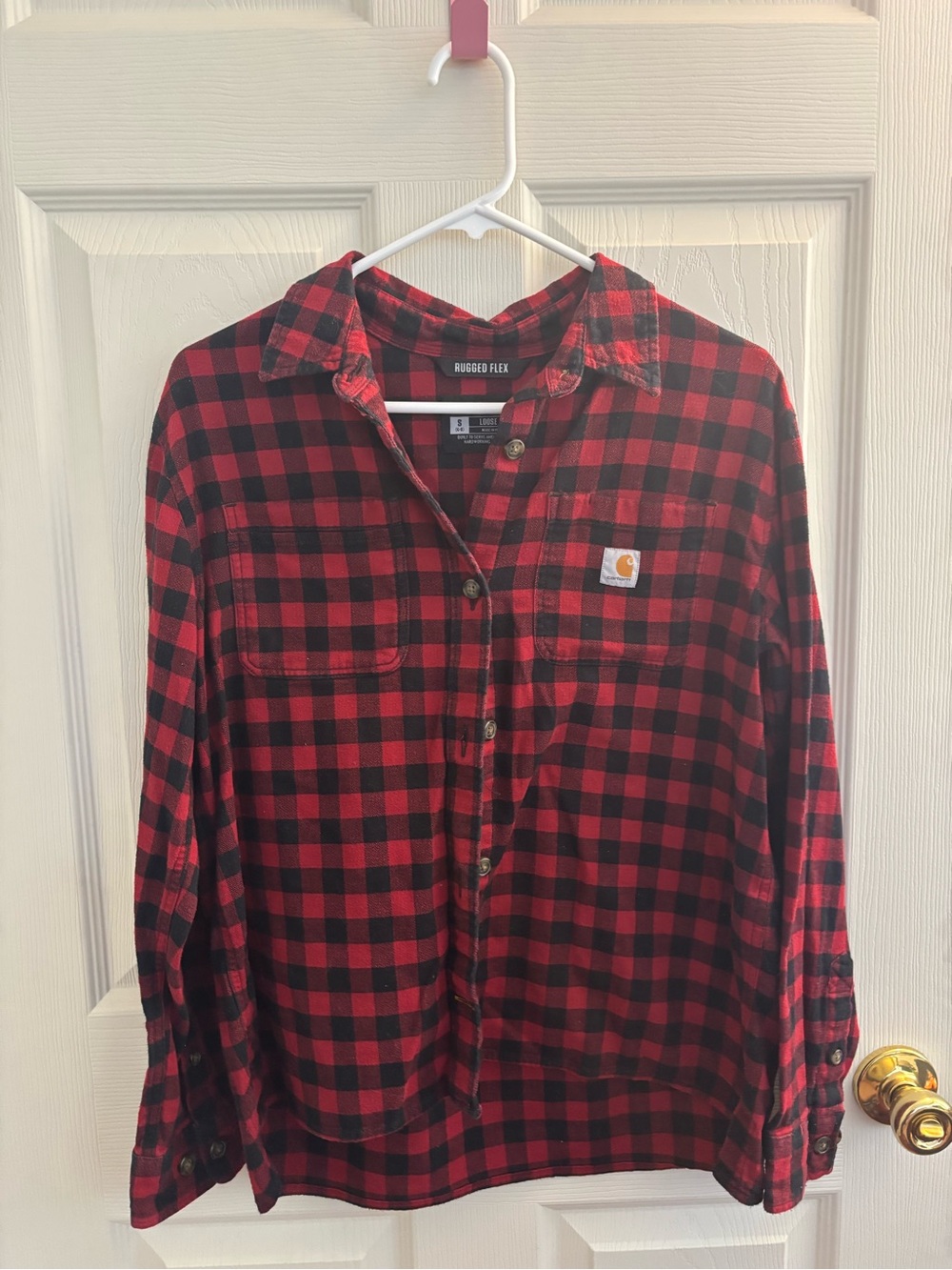Women’s Carhartt Rugged Flex Red Black Buffalo Plaid Flannel Shirt
